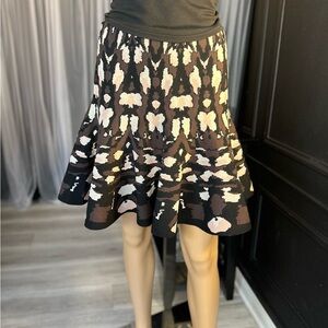 Express Black and Cream Patterned Skirt